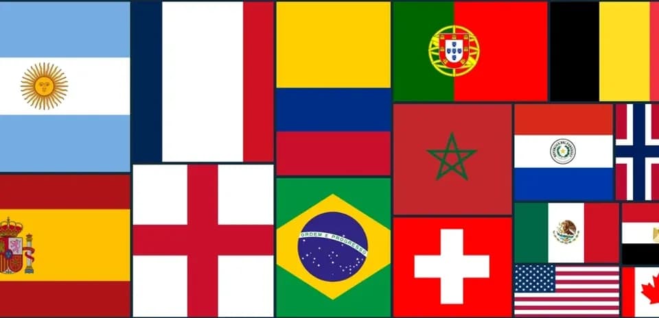 Collage of national flags from various countries