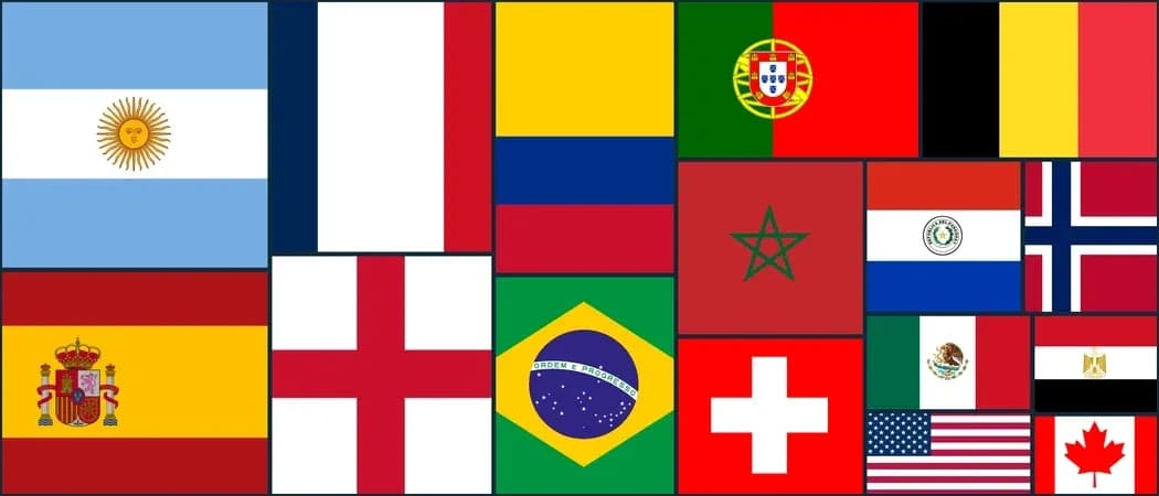 Collage of national flags from various countries