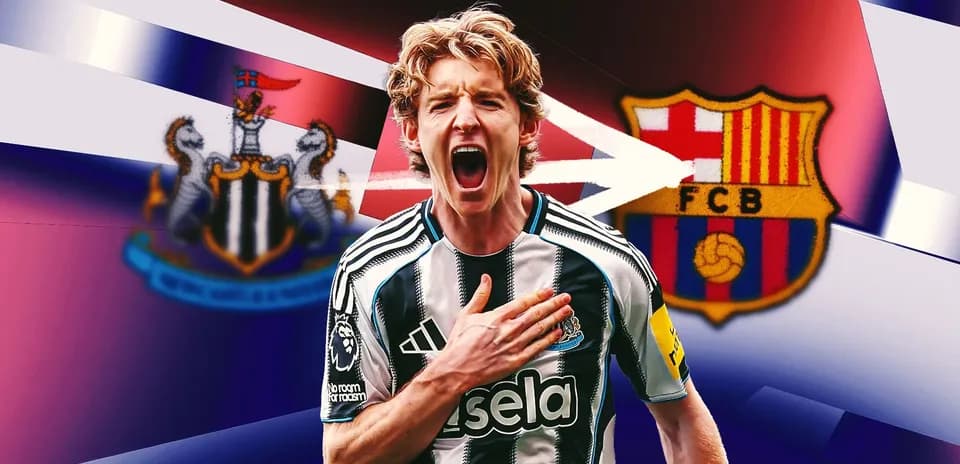Игрок Newcastle United с символикой клуба на фоне