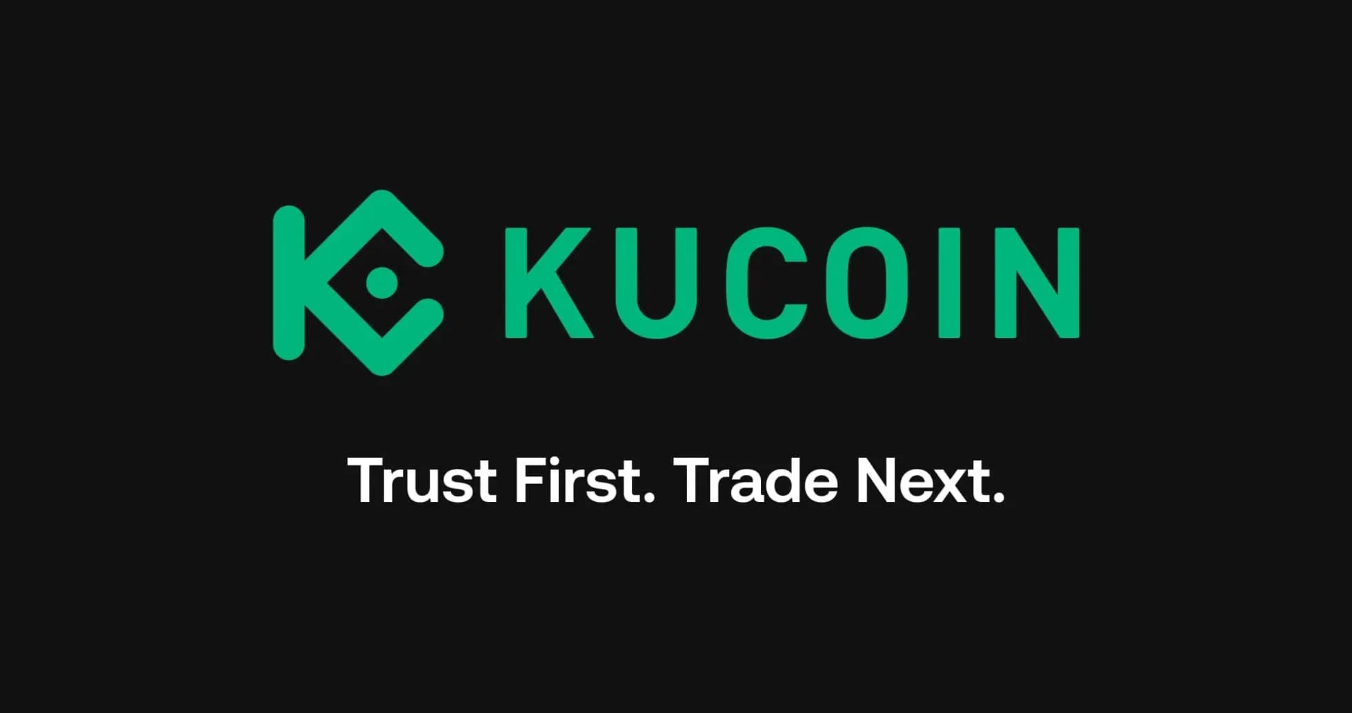 Логотип KuCoin с слоганом на черном фоне