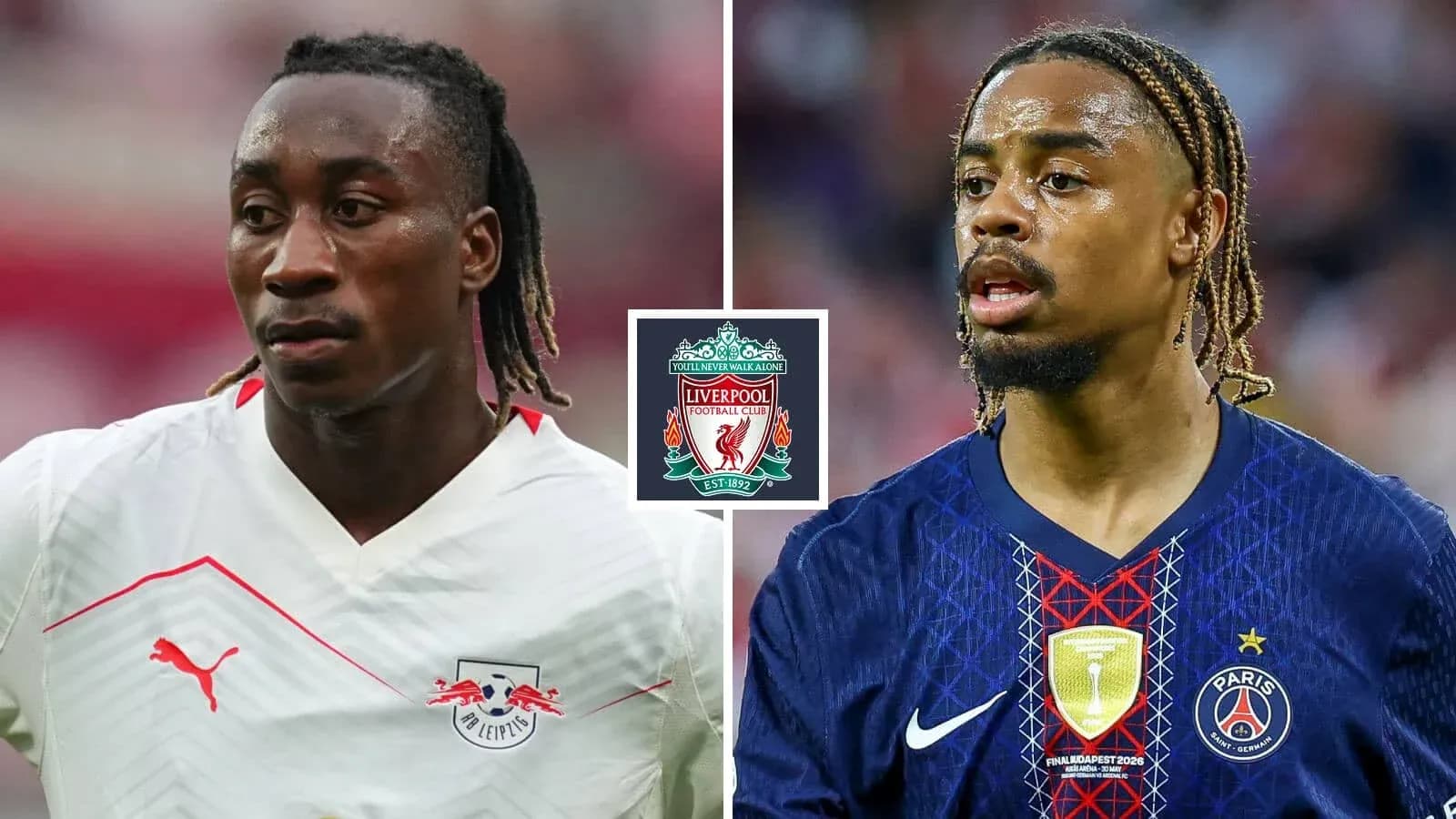 Игроки RB Leipzig и PSG на футбольном поле