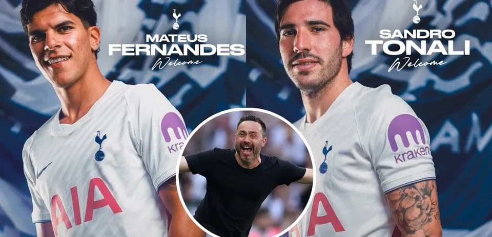 Mateus Fernandes и Sandro Tonali в форме Тоттенхэма